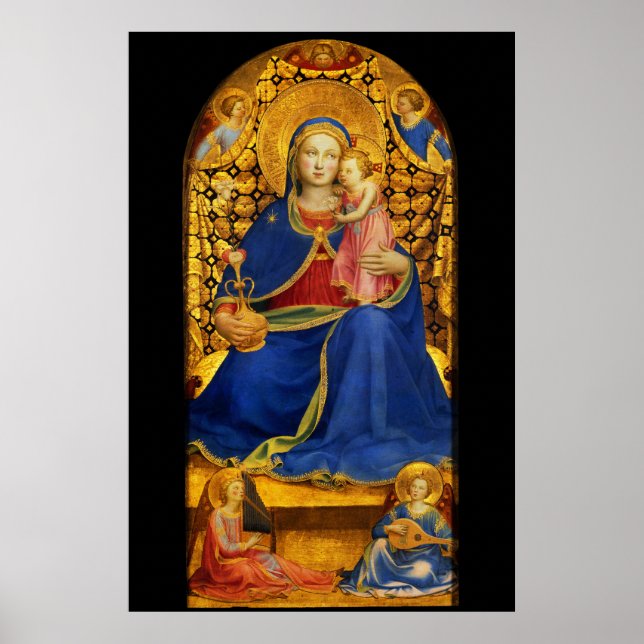 JUNGFRU MED BARN OCH ÄNGLAR av Fra Angelico Poster (Framsidan)