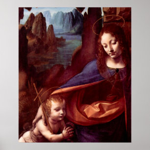 Jungfruan av klipporna av Leonardo da Vinci Poster