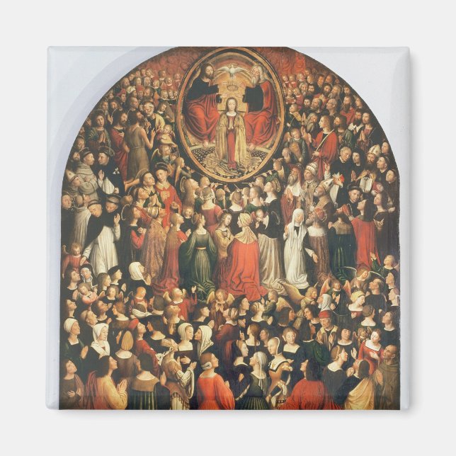 Jungfrukoronation, 1513 (olja på panelen) magnet (Framsidan)
