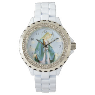 Jungfrulig Mary_Crescent måne_With numrerar Armbandsur