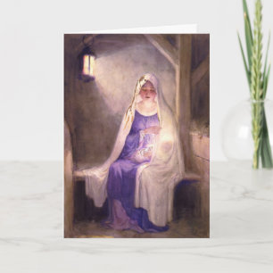Jungfrulig Mary hållande baby Jesus 1912 Helgkort