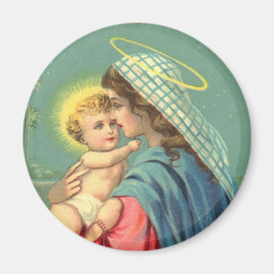Jungfrulig Mary och babyJesus religiös kristen Magnet