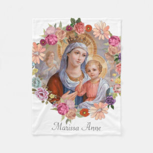 Jungfrulig mor Mary med babyen Jesus Fleecefilt