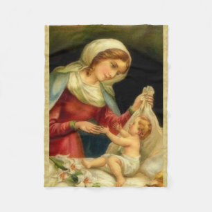 Jungfrulig mor Mary med babyen Jesus Fleecefilt
