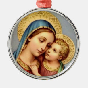 Jungfrulig prydnad för Mary och babyJesus jul Julgransprydnad Metall