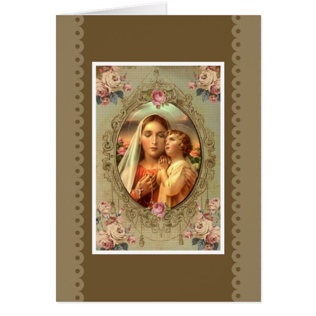 JUNGFRULIGA JESUS FÖR MARY RADBANDBARN RO HÄLSNINGSKORT (Framsidan)