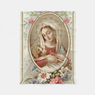 Jungfruliga Madonna Mary med KristusbarnJesus ro Fleecefilt