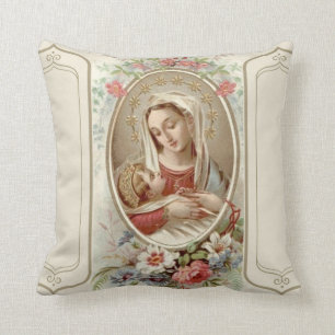 Jungfruliga Madonna Mary med KristusbarnJesus ro Kudde