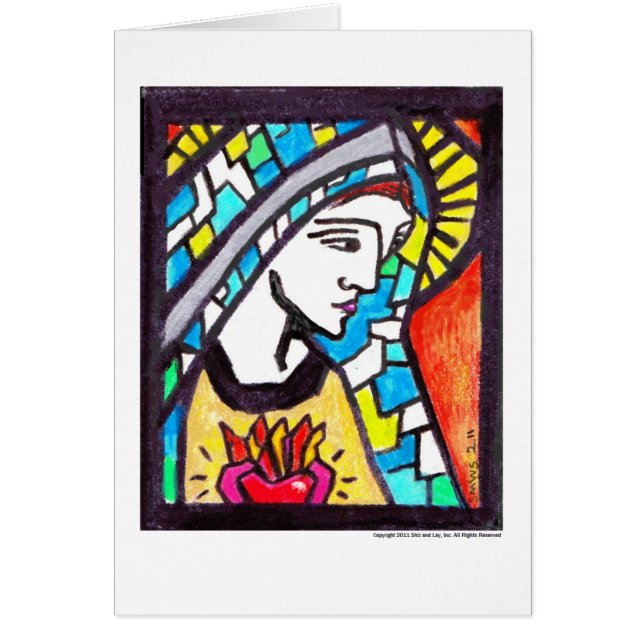 Jungfruliga Mary Hälsningskort (Framsidan)