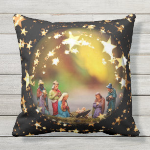 Jungfruliga Mary Jesus Joseph för julkrubbalathun Utomhuskudde