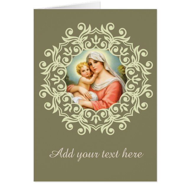 Jungfruliga Mary Madonna med babyJesus snöre Hälsningskort (Framsidan)