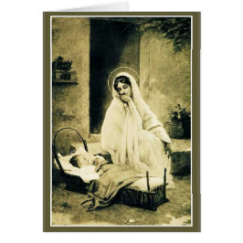 Jungfruliga Mary med den barnJesus lathunden Hälsningskort