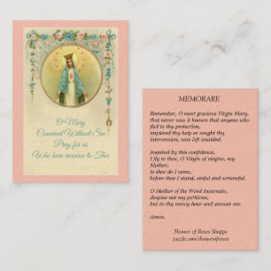 Jungfruliga Mary med för Memorare för vintage de Visitkort