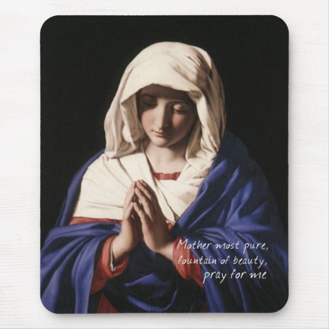 Jungfruliga Mary Mousepad med bönen Musmatta (Framsidan)