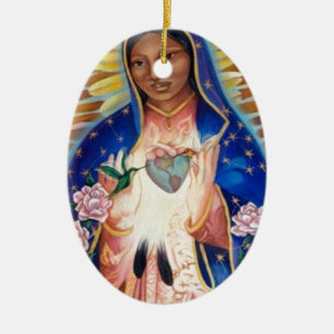 Jungfruliga Mary - vår dam av Guadalupe Julgransprydnad Keramik