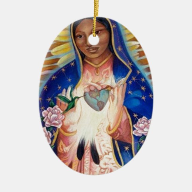 Jungfruliga Mary - vår dam av Guadalupe Julgransprydnad Keramik (Framsidan)
