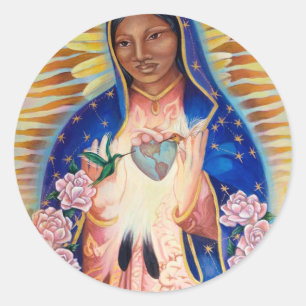 Jungfruliga Mary - vår dam av Guadalupe Runt Klistermärke