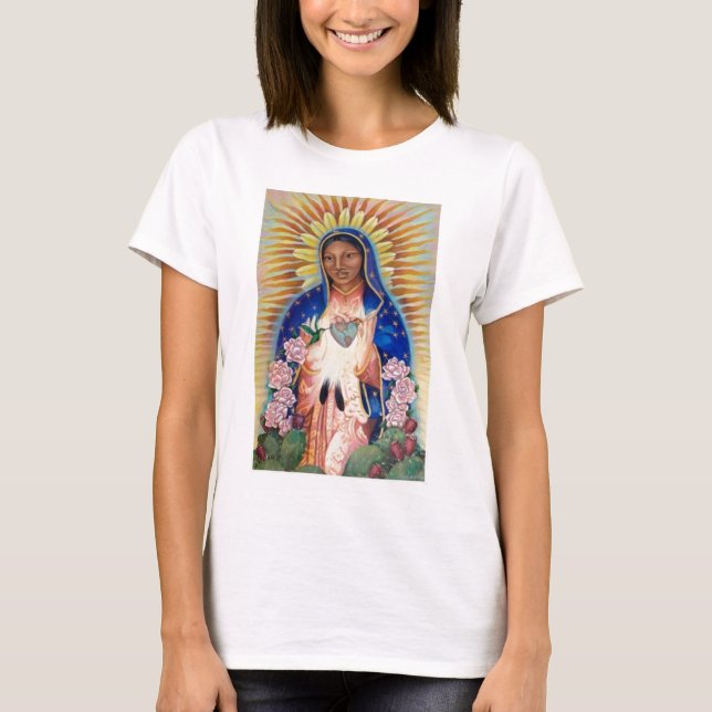 Jungfruliga Mary - vår dam av Guadalupe T-shirt (Framsida)