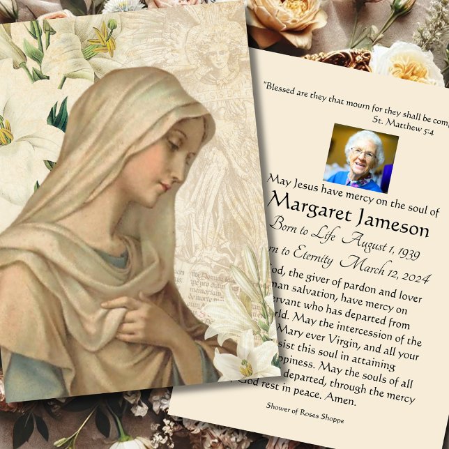 Jungfruligt Mary katolskt begravnings- minnes- Visitkort (Skapare uppladdad)