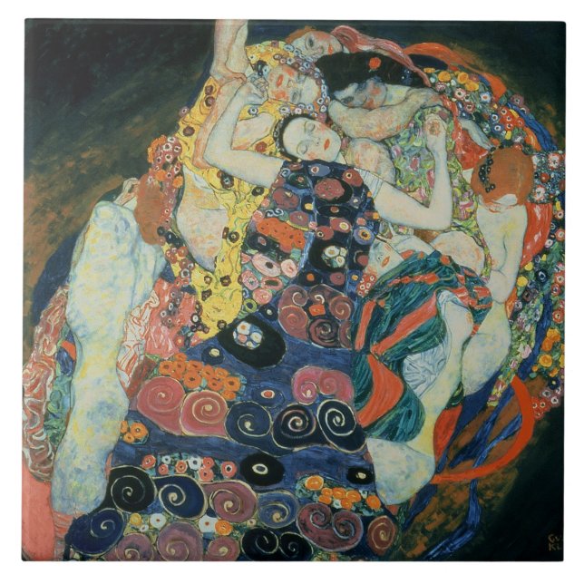 Jungfrun, 1913 (olja på kanfas) kakelplatta (Framsidan)