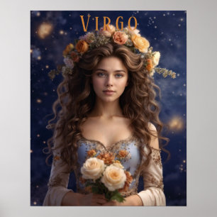 Jungfrun Kvinna Astrologisk Poster
