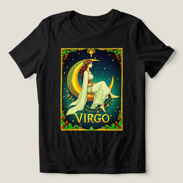 Jungfrun Maiden sittande på halvmåne T Shirt (Design Framsida)