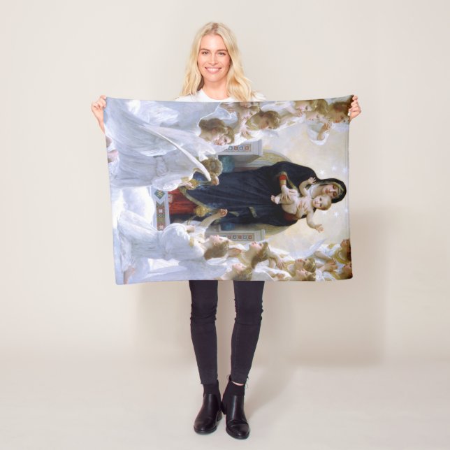 Jungfrun med änglar av William Bouguereau Fleecefilt (På plats)