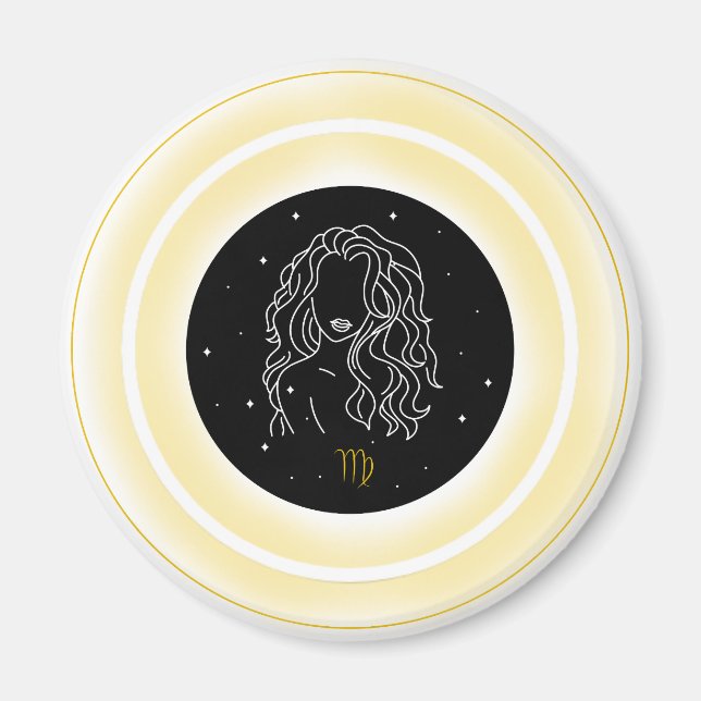 Jungfrun Symbol – Minimalt Astrologiskt Emblem Magnet (Framsidan)