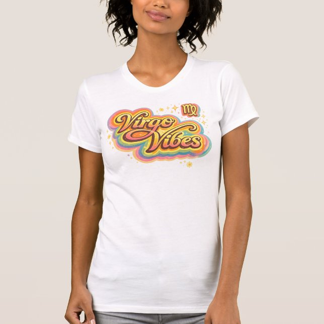 Jungfrun Vibbar Retro Stjärntecken T-Shirt | Astro (Framsida)