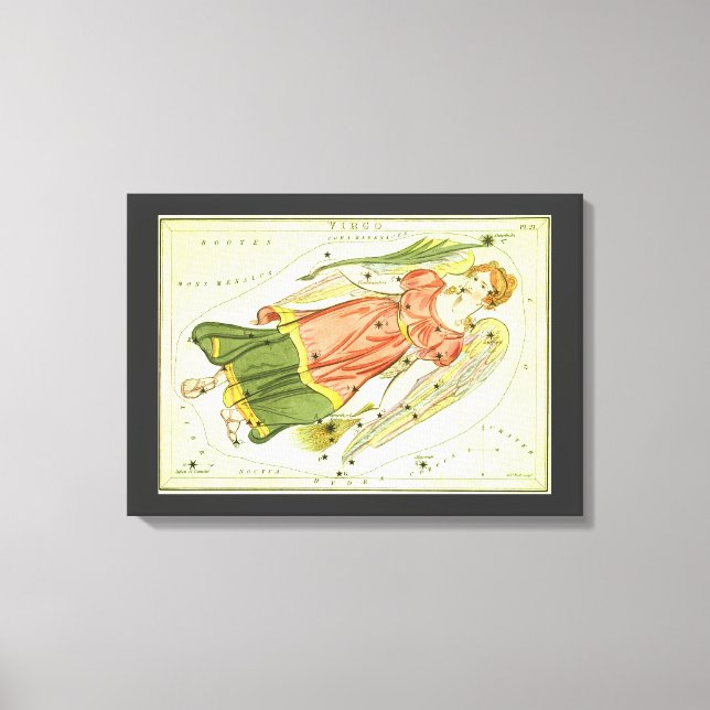 Jungfrun Virgin Retro Stjärnbild Urania's Mirror Canvastryck (Framsida)
