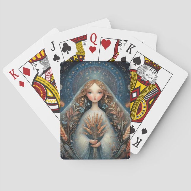 Jungfrun Zodiak Astrologi Celestial Födelsedag Casinokort (Baksidan)