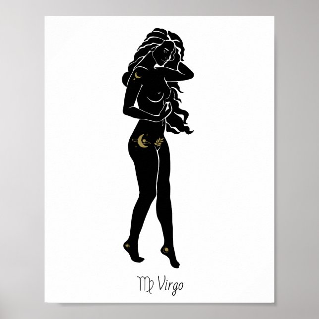 Jungfrun Zodiakgudinna Celestial Mö Moonkonst Poster (Framsidan)