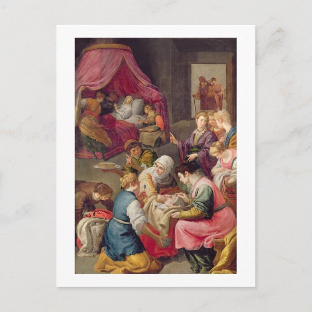 Jungfruns födelse, 1640 (olja på kanvas) vykort (Framsida)