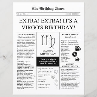 Jungfruns födelsedags tidning, rolig stjärntecken