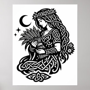 Jungfruns sigill — Jordbunden Zodiak-bläckkonst Poster
