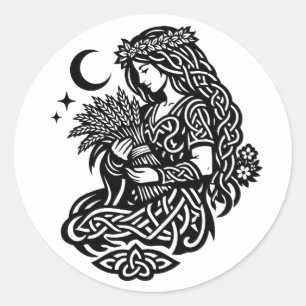 Jungfruns sigill — Jordbunden Zodiakbläckkonst Runt Klistermärke