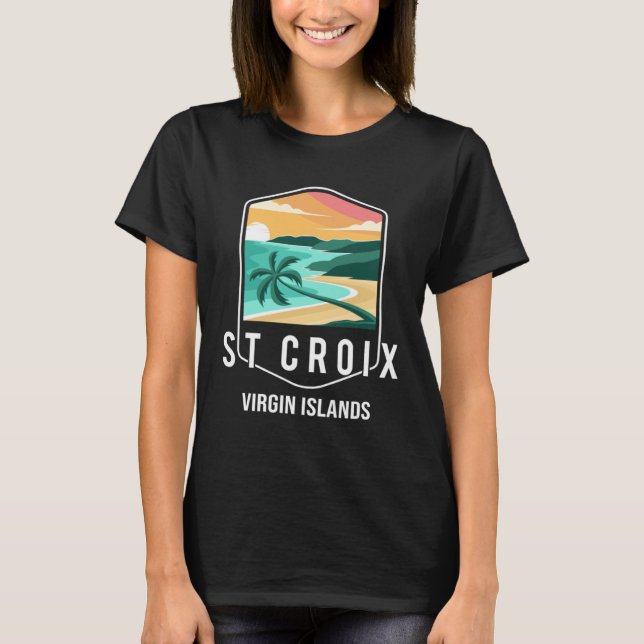 Jungfruöarna Beach Sunset Handflatan Träd St Croix T Shirt (Framsida)