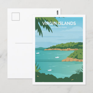 Jungfruöarna Berömd Travel Ställe Illustration Vykort