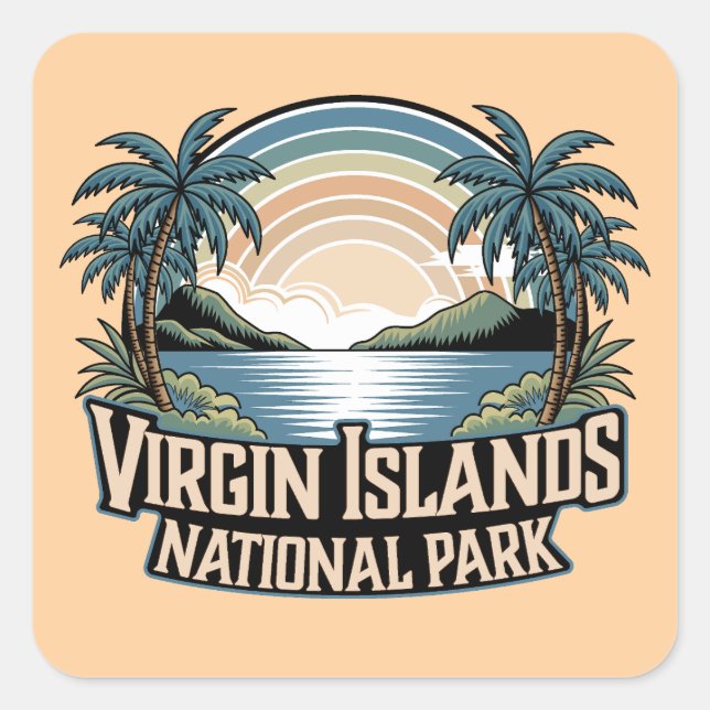 Jungfruöarna nationalpark fyrkantigt klistermärke (Framsida)