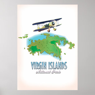 Jungfruöarna Nationalparken karta Poster