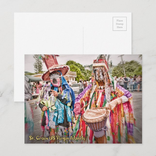 Jungfruöarna St. Croix VI Masqueraders Karibien Vykort (Fram/baksida)
