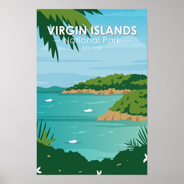 Jungfruöarnas nationalpark Båtturer Vintage Poster (Framsidan)