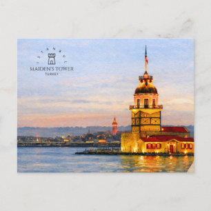 JUNGFRUTORNET ISTANBUL, TURKIET Akvarell Vykort