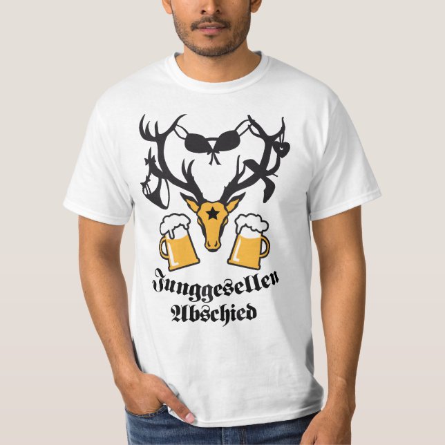 Junggesellen-Abschied Hirschgeweih JGA Beer TShirt Tee (Framsida)