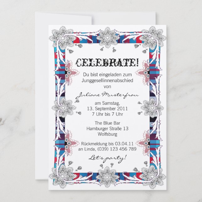 Junggesellinnenabschied Deutsche Version Inbjudningar (Framsida)