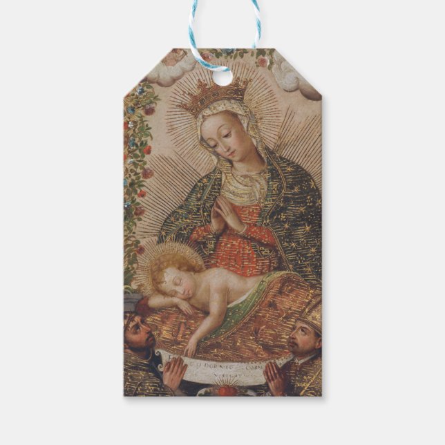 Junggin Adoring the Jesus Child Jul Presentetikett (Framsidan)