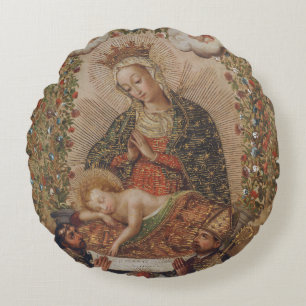Junggin Adoring the Jesus Child Jul Rund Kudde