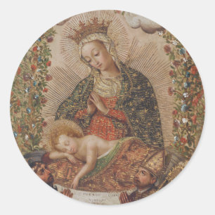 Junggin Adoring the Jesus Child Jul Runt Klistermärke