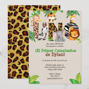 Jungle 1:a födelsedagsbjudandet - Español Inbjudningar