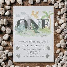 Jungle 1st Birthday Watercolor Dinosaur Party